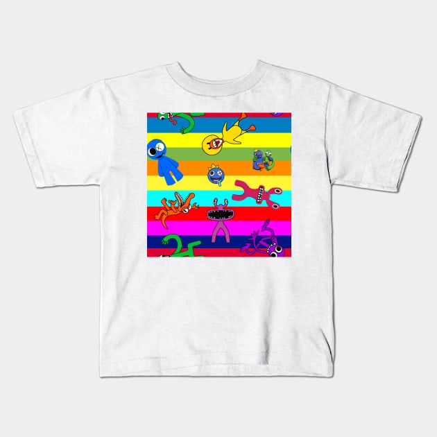 super colorful rainbow friends Kids T-Shirt by bangueran